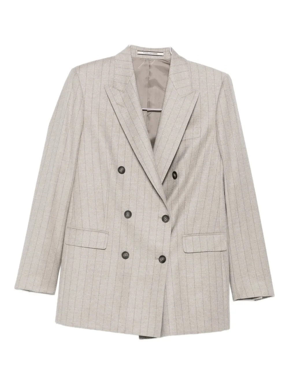 Tagliatore Pinstriped Double-breasted Blazer In Gray