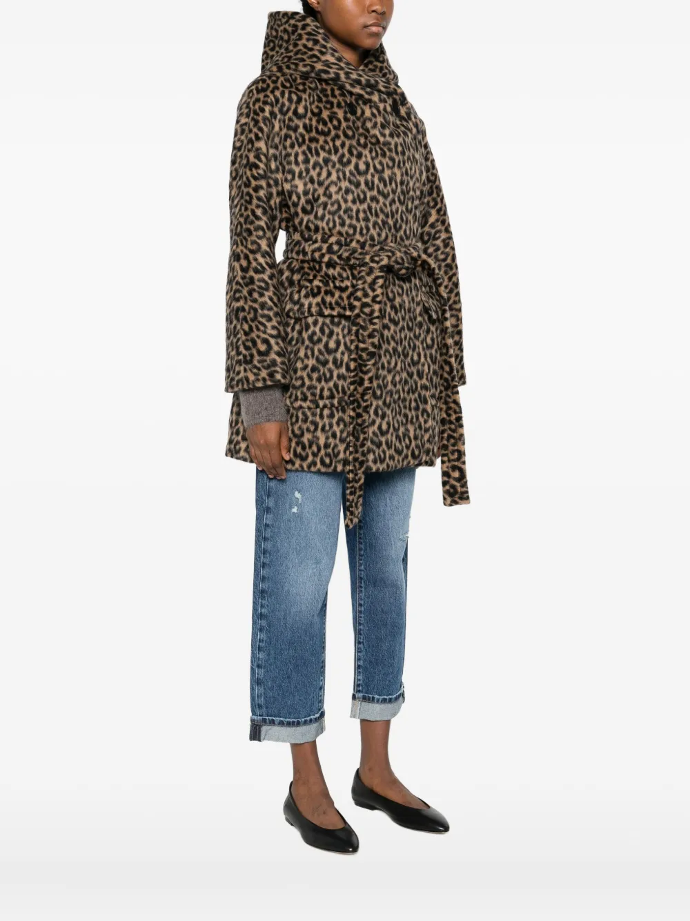 Tagliatore Jas met dubbele rij knopen en dierenprint Zwart