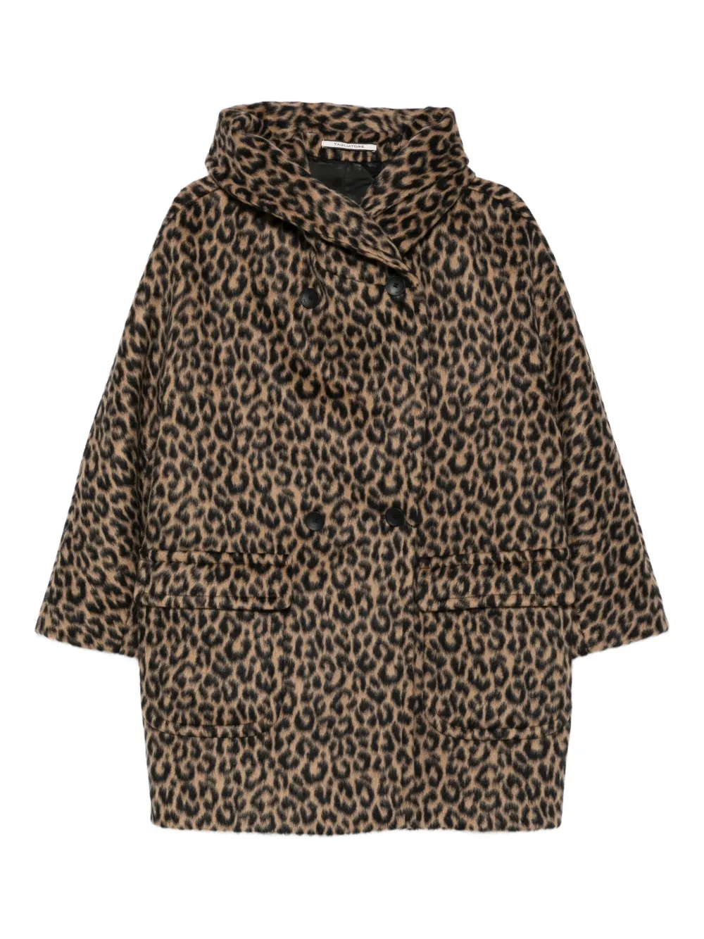 Tagliatore double-breasted animal-print coat | Black | Image 1