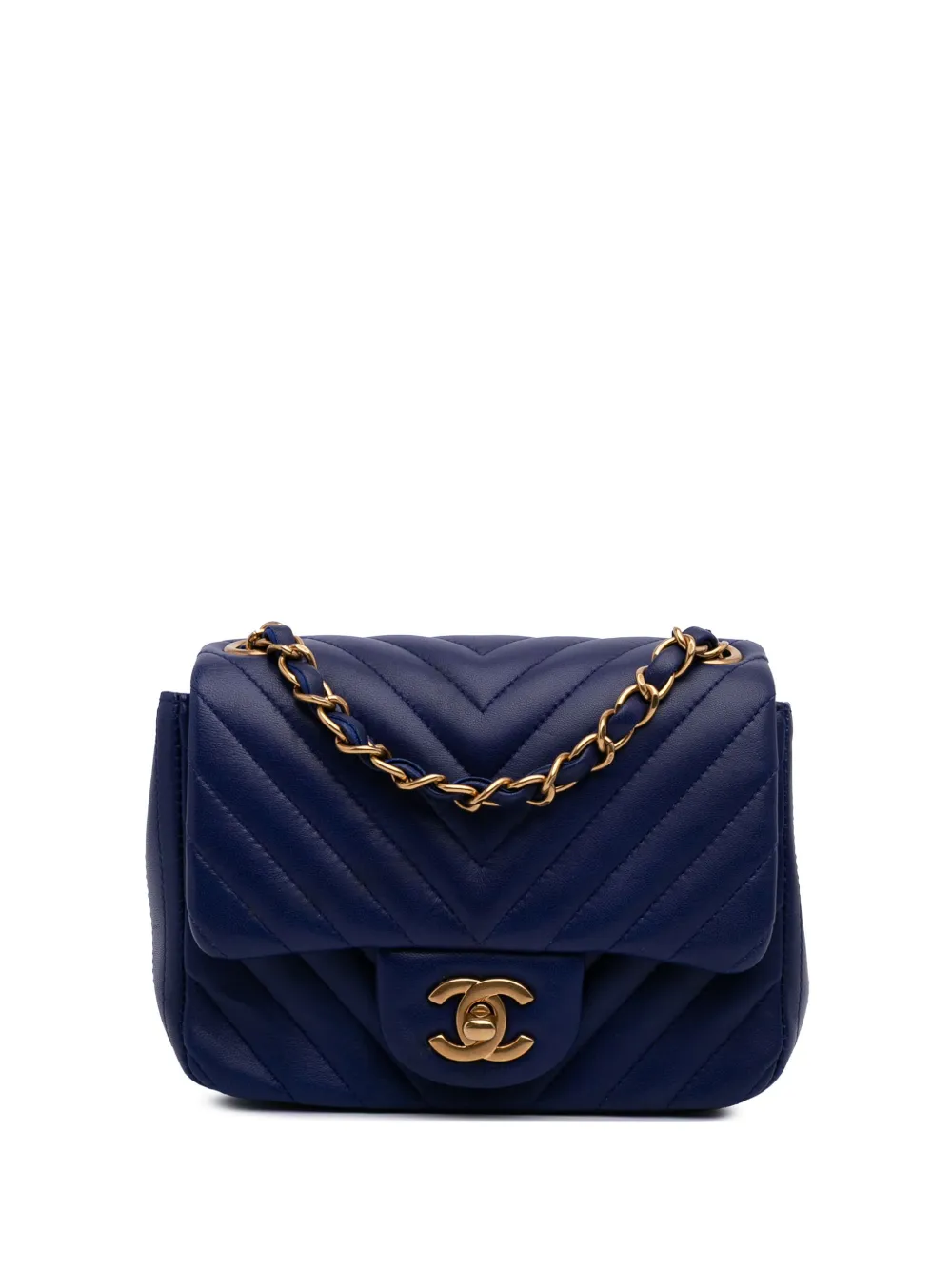 CHANEL Pre-Owned 2015-2016 Mini Square Classic Chevron Lambskin Single CHANEL Pre-Owned 2015-2016 Mini Square Classic Chevron Lambskin Single