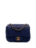 CHANEL Pre-Owned 2015-2016 Mini Square Classic Chevron Lambskin Single Flap crossbody bag - Blue