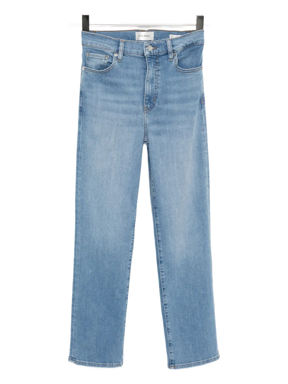 Frame Le Jane Distressed Crop Straight Leg Jeans In Blue