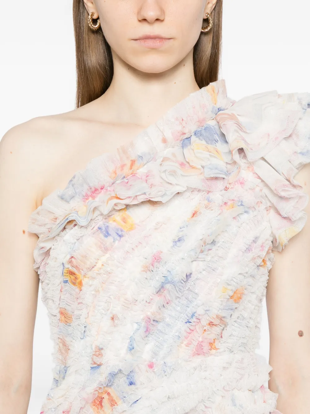 Needle & Thread Mariannes asymmetrische jurk Wit