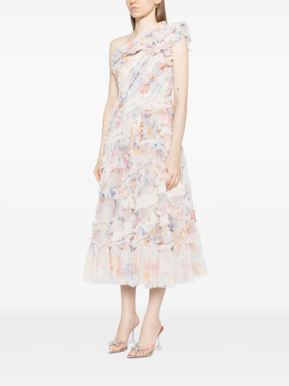 Needle & Thread Mariannes asymmetrische jurk Wit