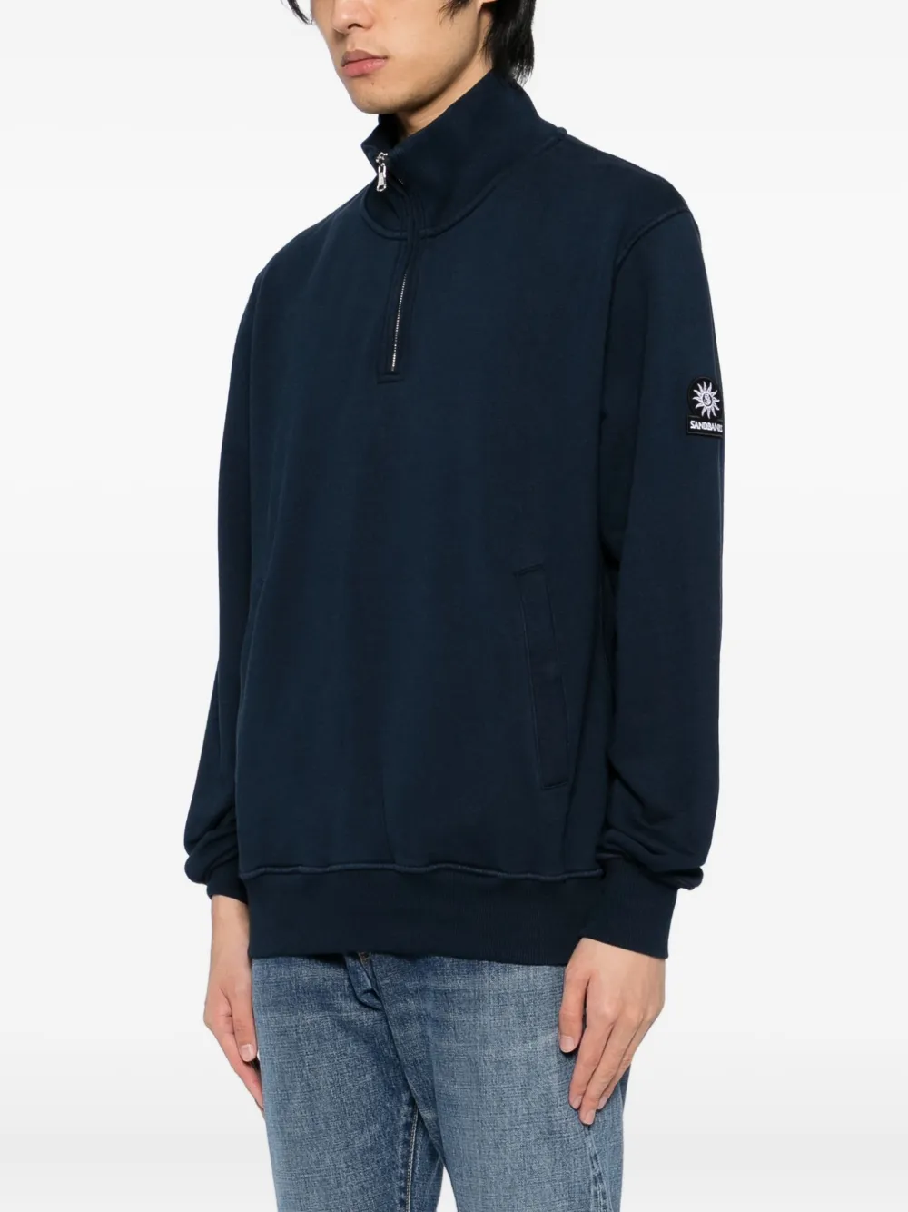 SANDBANKS Sweater met logo-badge Blauw