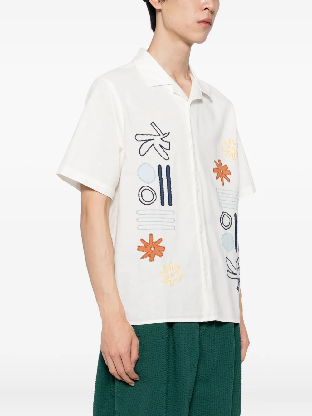 Wax London Didcot Abstract Short Sleeve Shirt In White