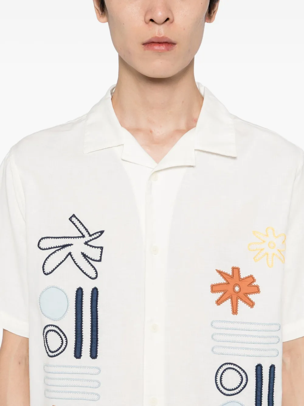 Wax London Didcot Abstract Short Sleeve Shirt In White