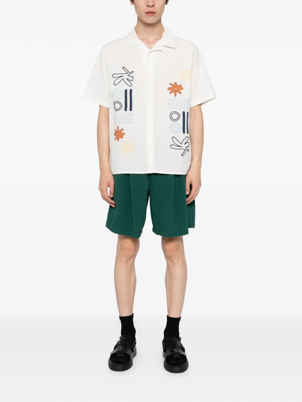Wax London graphic-appliqué shirt - Beige