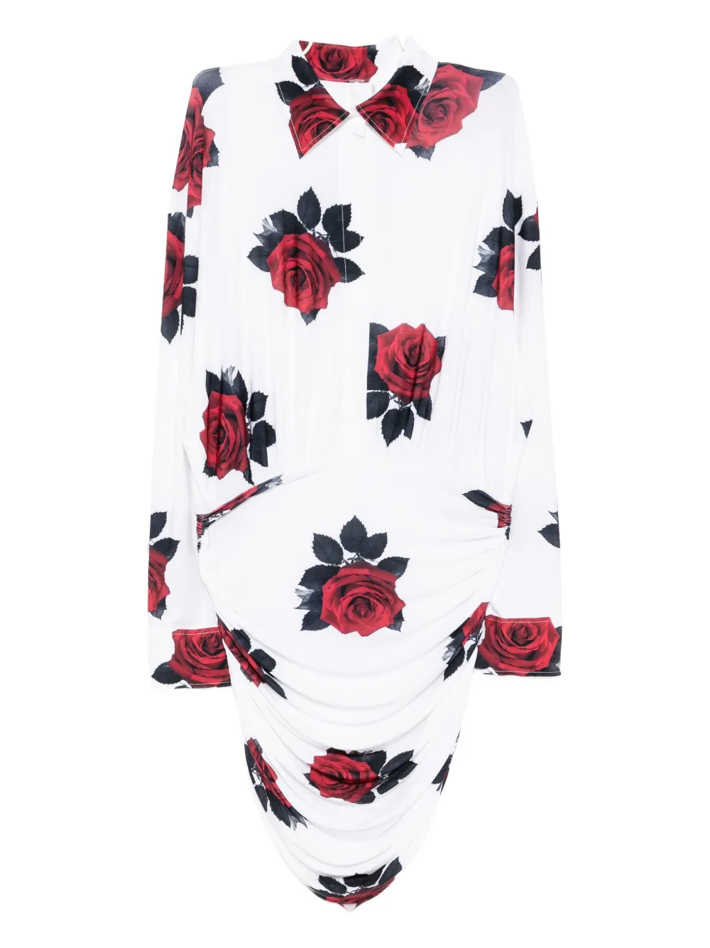 shirt shirred bottom mini dress