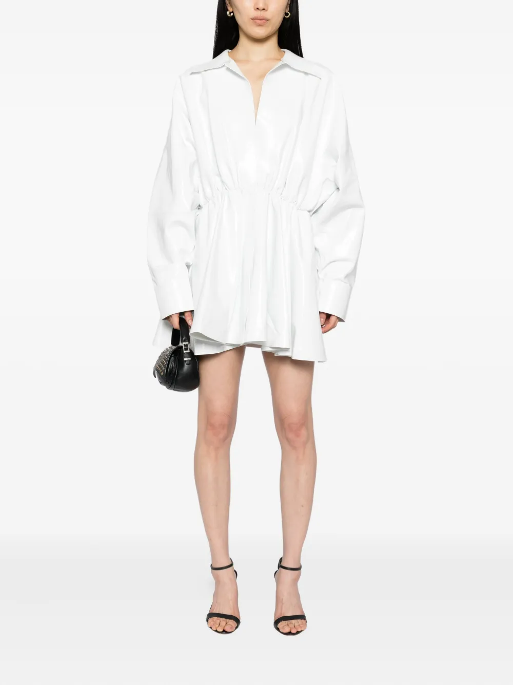 Norma Kamali shirt flared mini dress - Wit