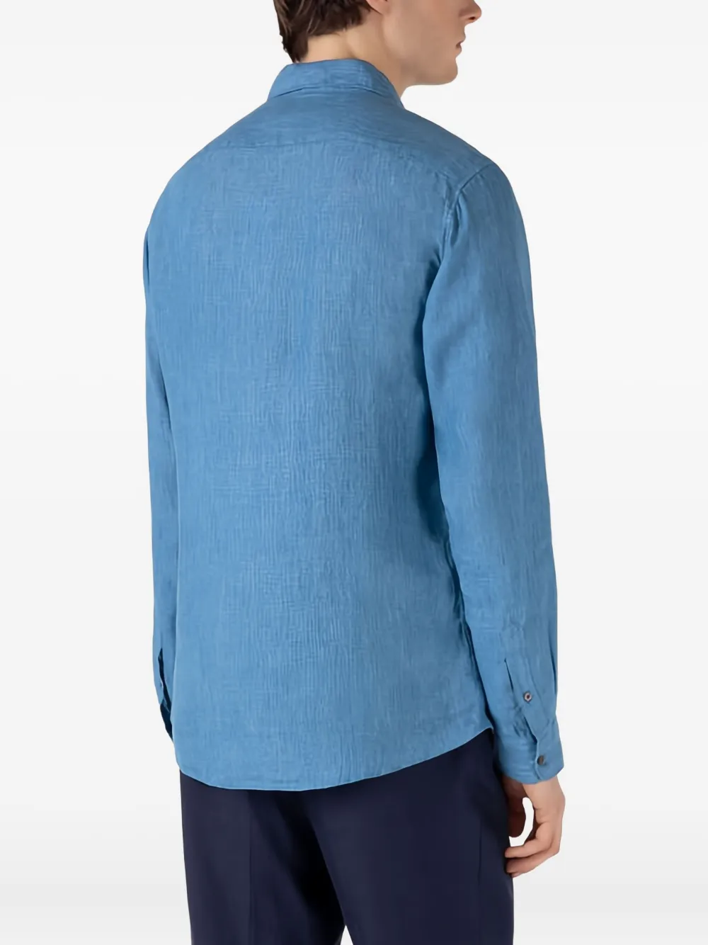 Sunspel Long-sleeve Linen Shirt In Blue