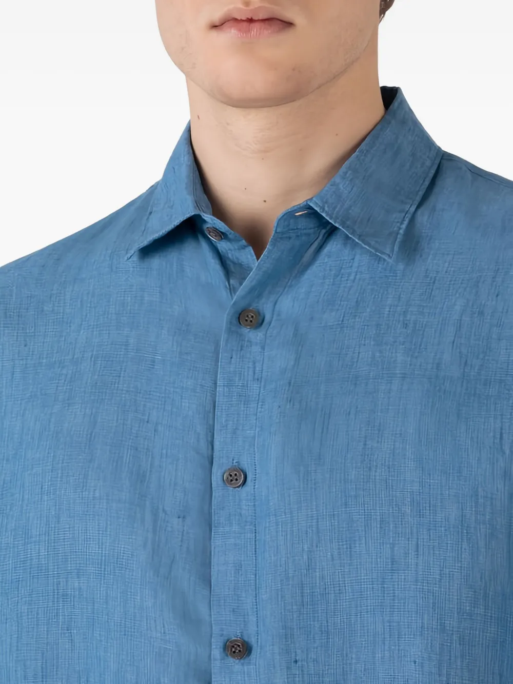 Sunspel Long-sleeve Linen Shirt In Blue