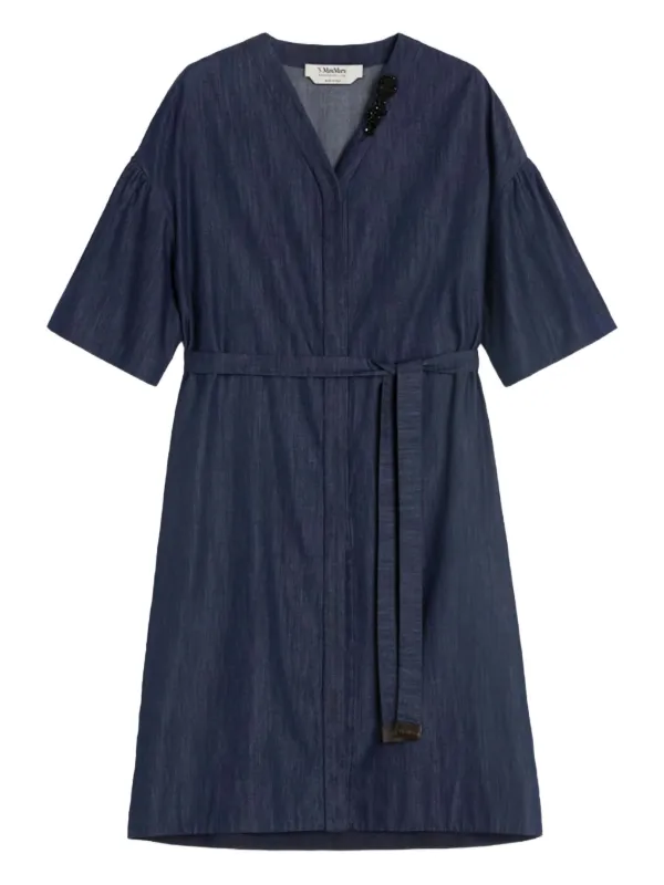 white christmas dresses Shop Rosa Denim Panel Detail Dress (Indigo)