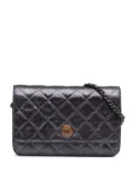 CHANEL Pre-Owned 2013-2014 Quilted Iridescent Lambskin Tartan Button Wallet On Chain crossbody bag - Silver