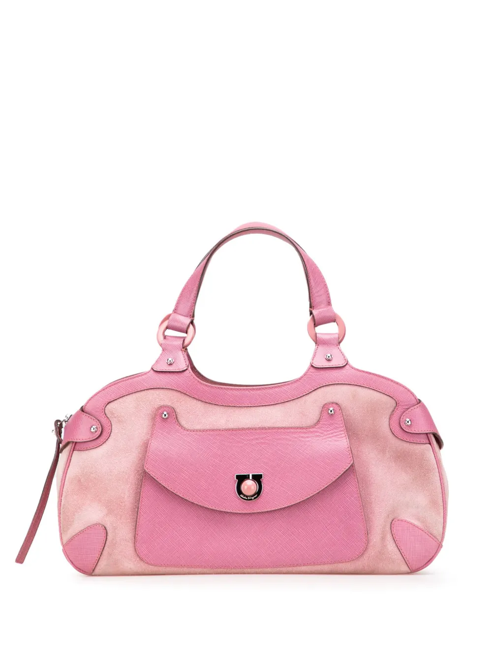 Ferragamo Pre-Owned 2021 Suede and Leather Gancini handbag | Pink | Image 1