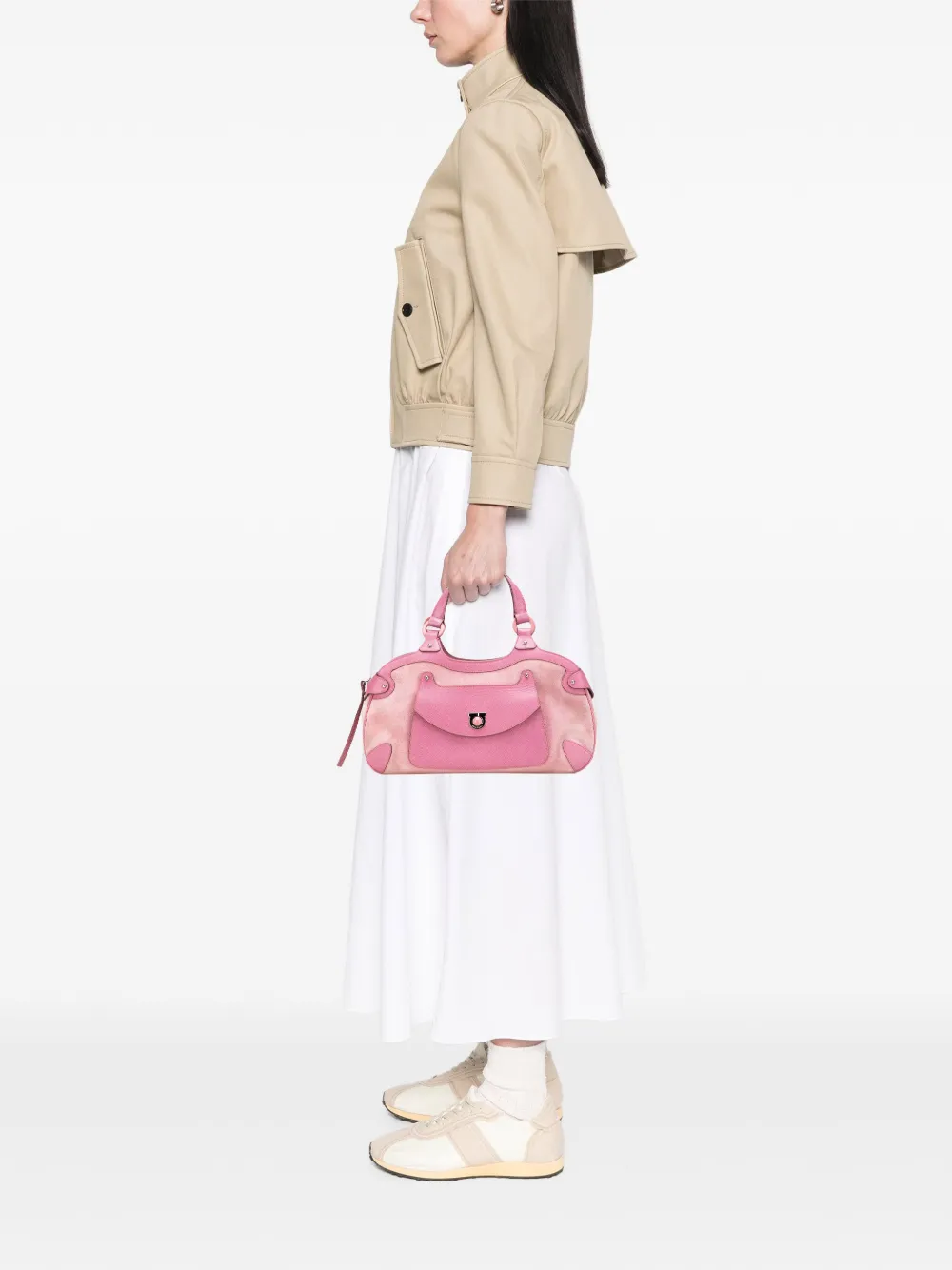 Ferragamo Pre-Owned 2021 Suede and Leather Gancini handbag | Pre-Owned | Image 2
