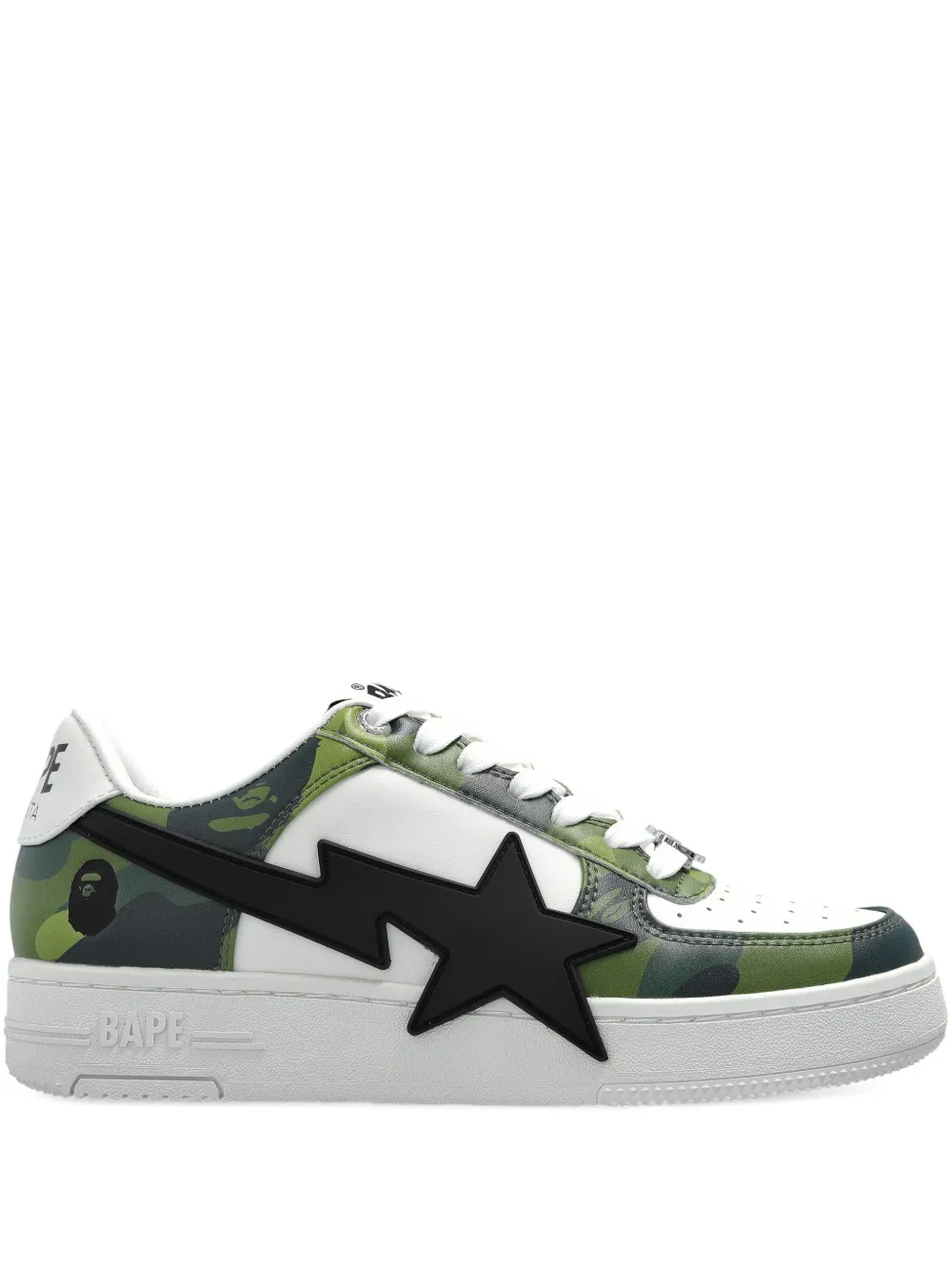 A Bathing Ape Star-appliqué Camouflage-pattern Sneakers In White