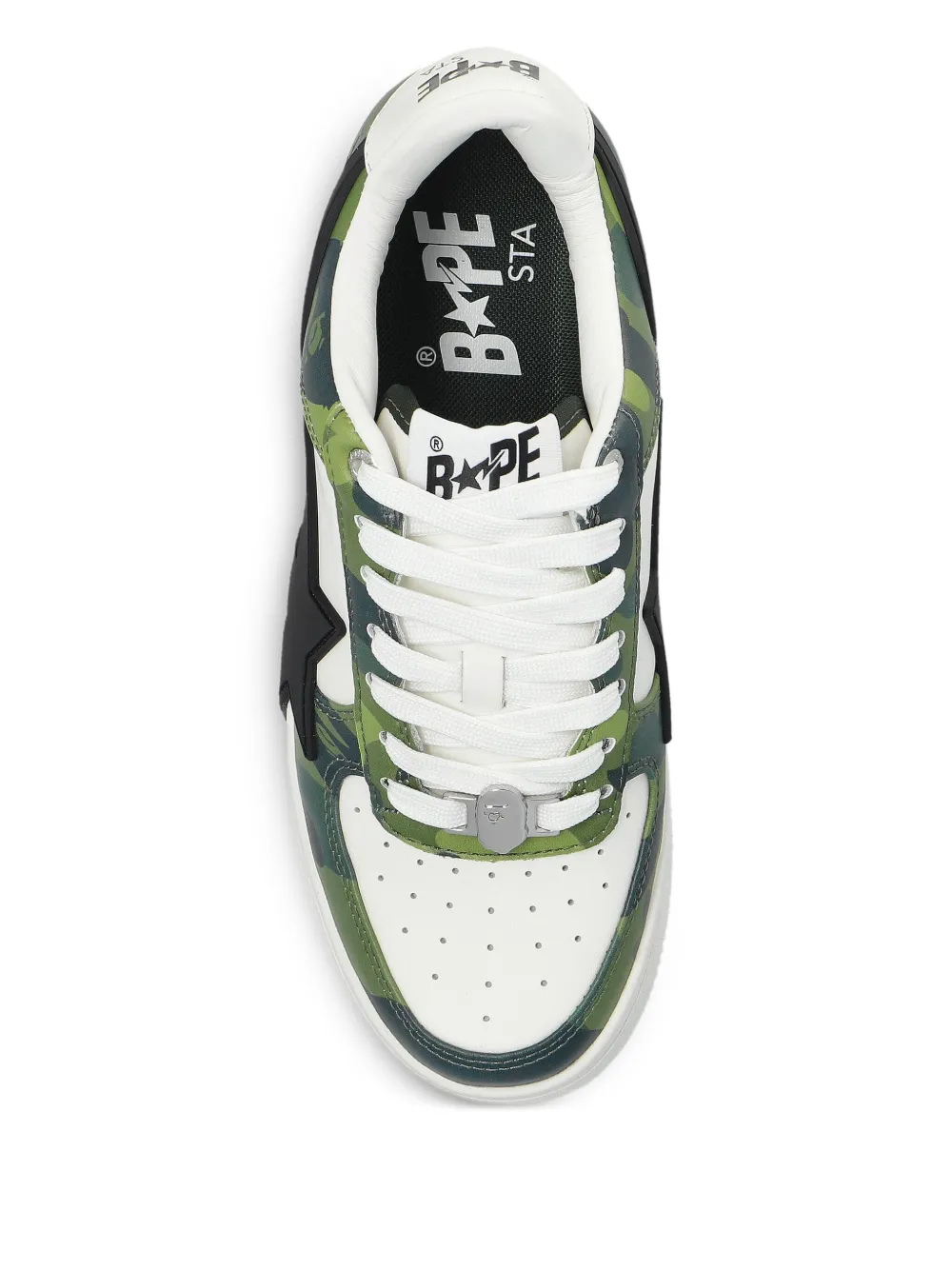A BATHING APE star-appliqué camouflage-pattern sneakers White