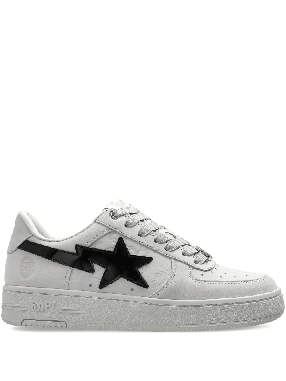 A BATHING APE Sta 4 star-embellished leather sneakers White