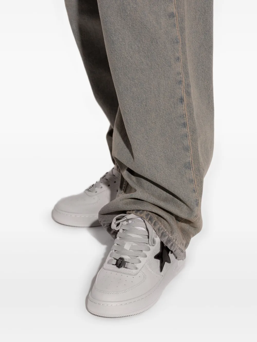 A BATHING APE Sta 4 star-embellished leather sneakers White