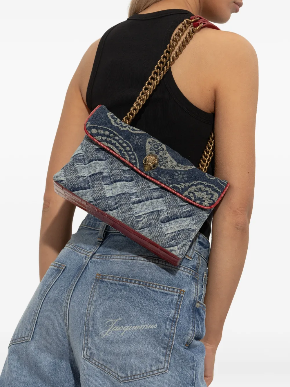 Kurt Geiger London Kensington paisley-print chain shoulder bag - Blauw