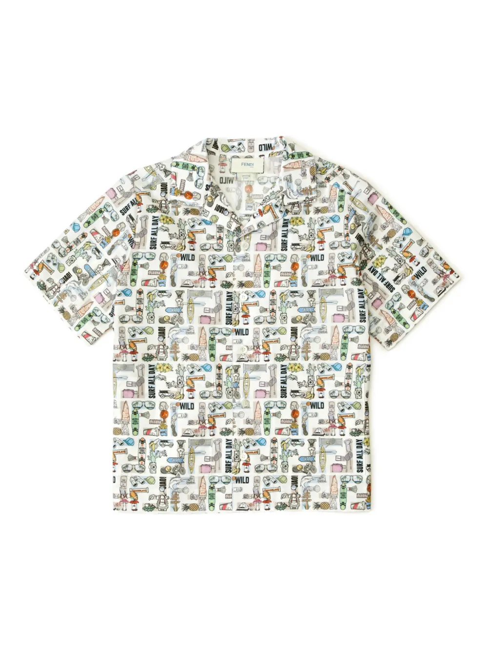 Fendi Kids graphic-print short-sleeve shirt Wit