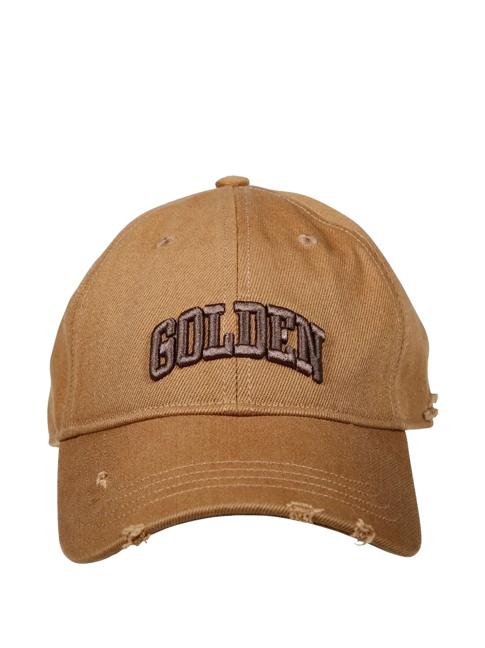 Golden Goose Logo-embroidered Distressed Cap In Brown