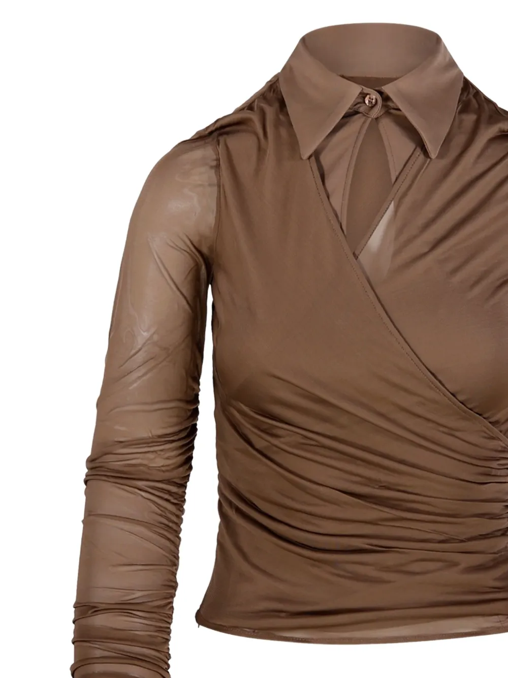 Max Mara Aiello blouse met ruches en kraag Bruin