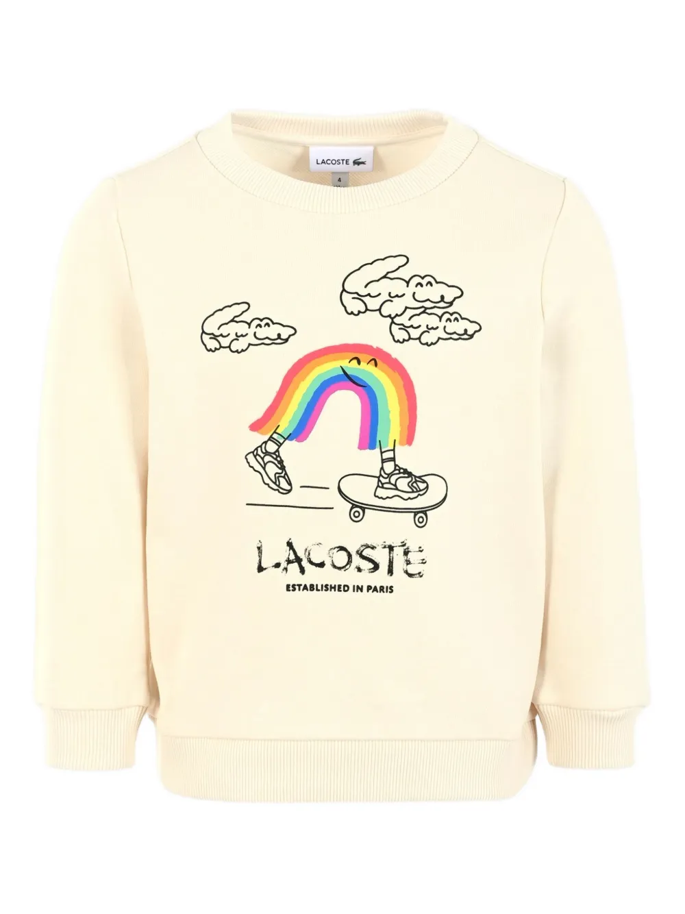 Lacoste Kids Sweater met regenboogprint Beige