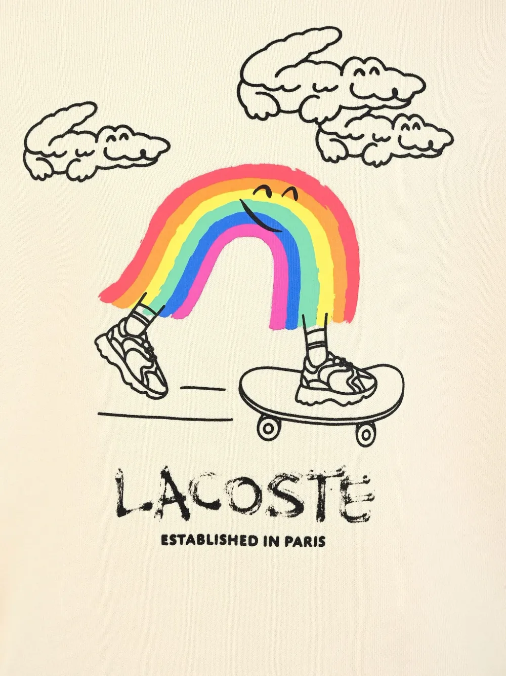 Lacoste Kids Sweater met regenboogprint Beige