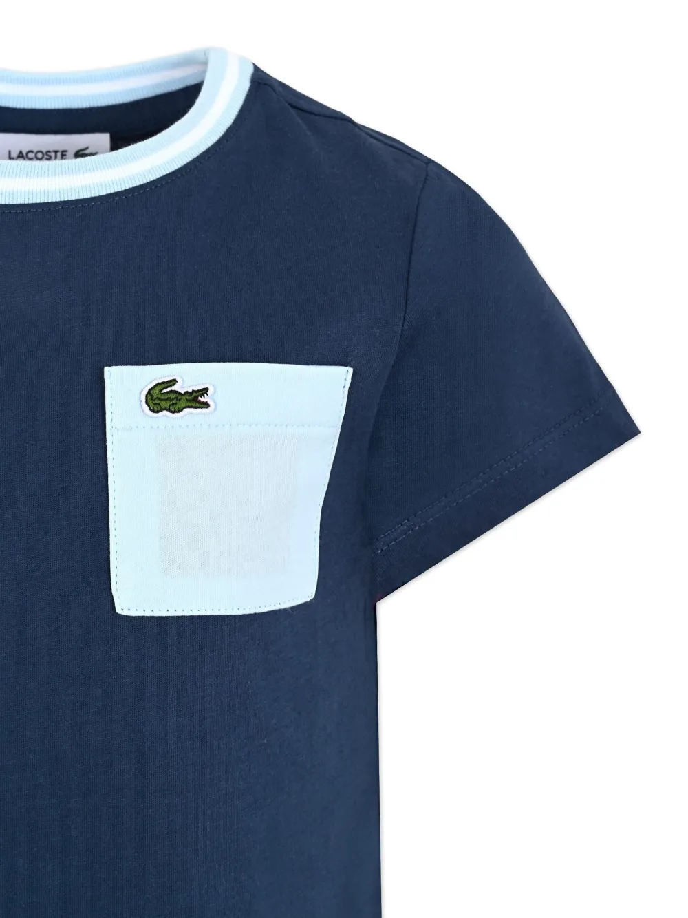 Lacoste Kids T-shirt met zak en korte mouwen Blauw