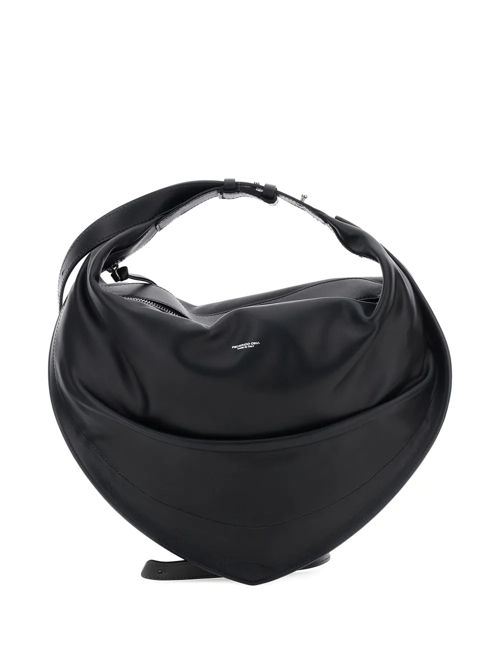 FEDERICO CINA Tortellino draped leather shoulder bag - ブラック FEDERICO CINA Tortellino draped leather shoulder bag - ブラック