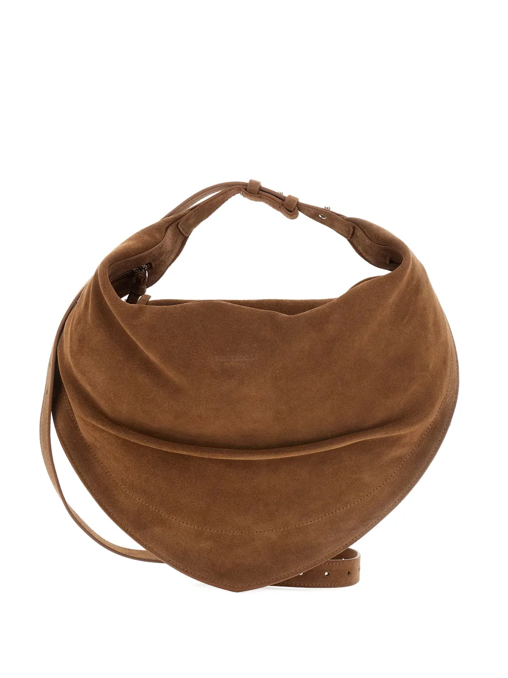 FEDERICO CINA Tortellino suede draped shoulder bag - ブラウン FEDERICO CINA Tortellino suede draped shoulder bag - ブラウン