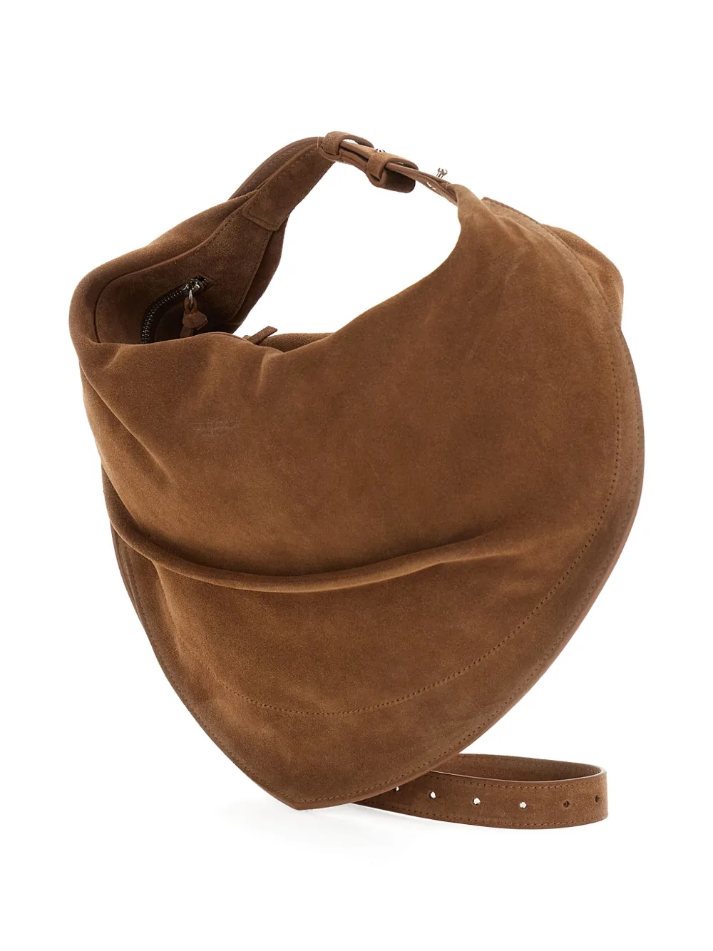 Federico Cina Tortellino Suede Draped Shoulder Bag