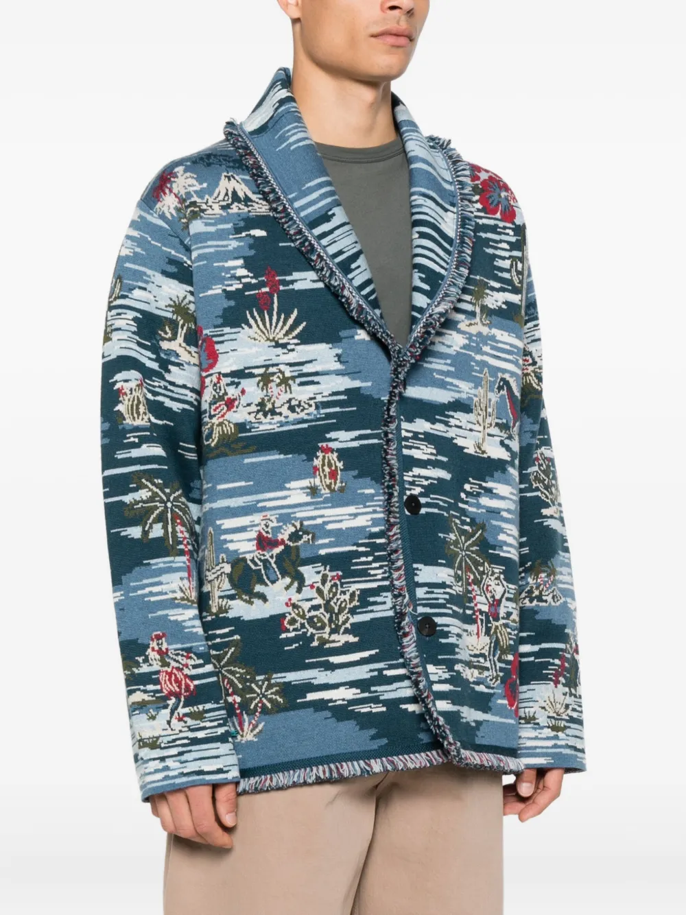 Alanui Vest met franje en patroon Blauw