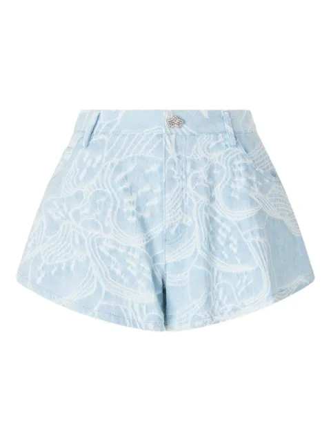 Genny floral-print denim shorts