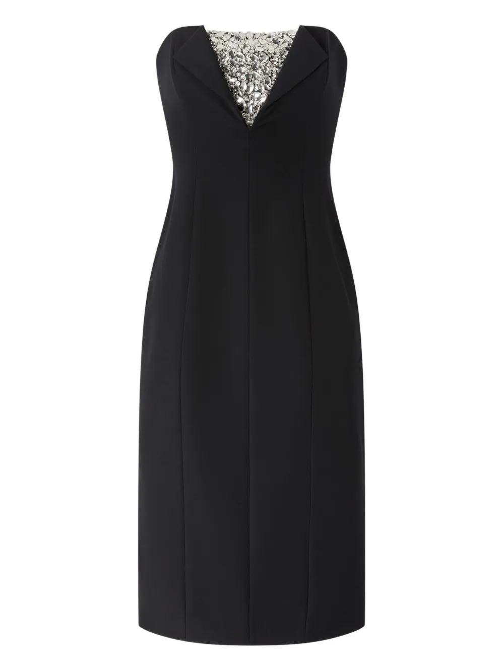 embellished strapless midi dress