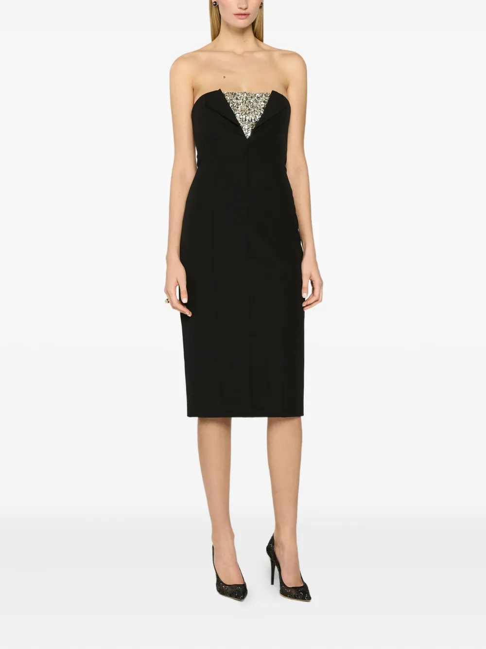 Genny Verfraaide strapless mini-jurk - Zwart