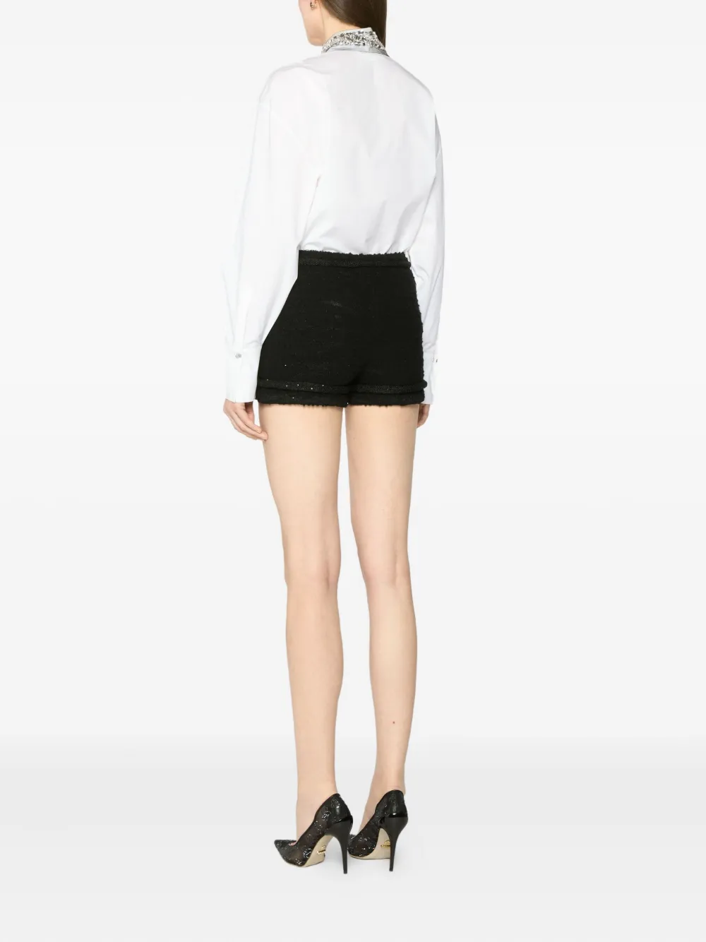 Genny Blouse met kristallen verfraaide kraag Wit