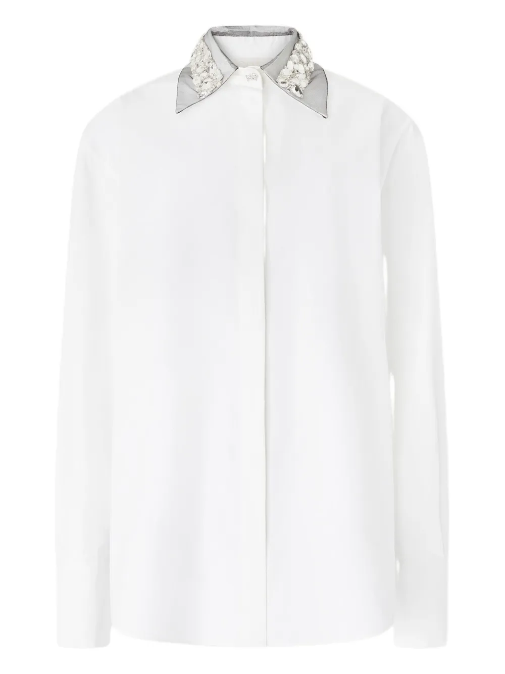 Genny Blouse met kristallen verfraaide kraag Wit