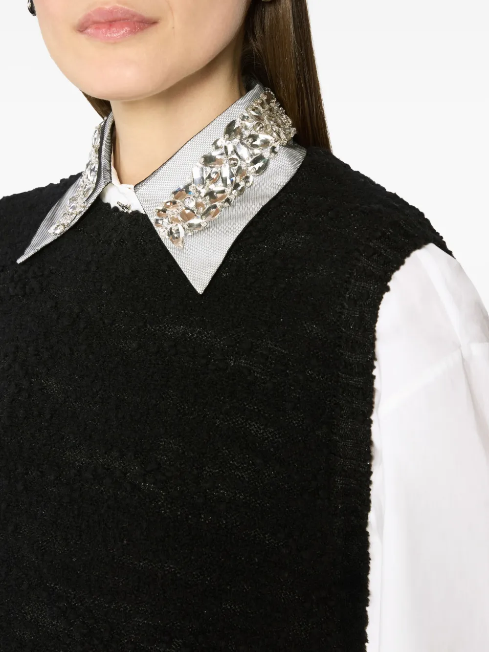 Genny sequin-embellished vest Zwart