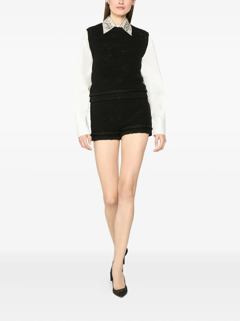 Genny sequin-embellished vest Zwart