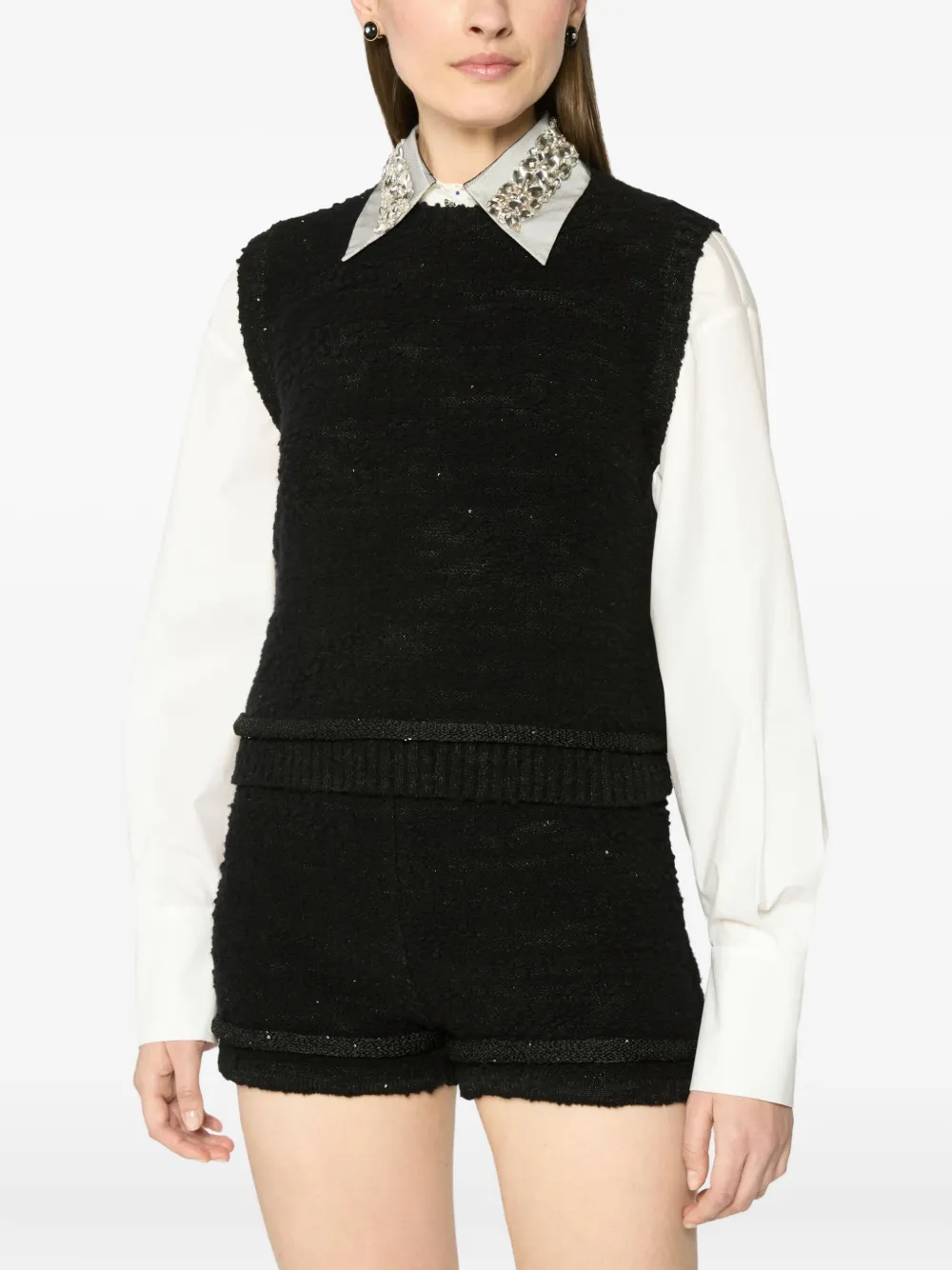 Genny sequin-embellished vest Zwart