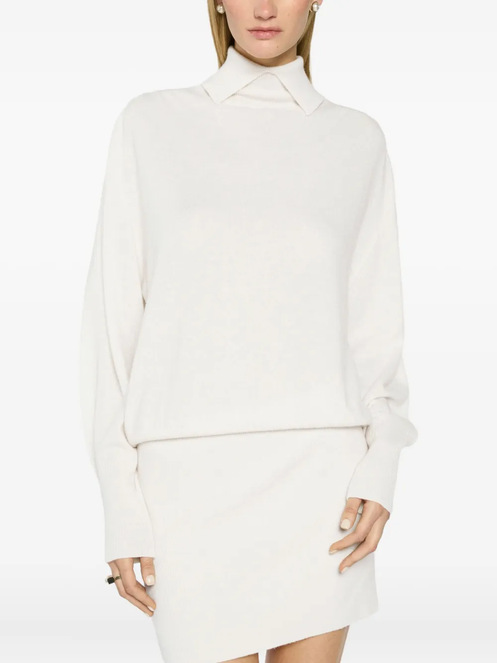 Genny high-neck long-sleeve dress Wit