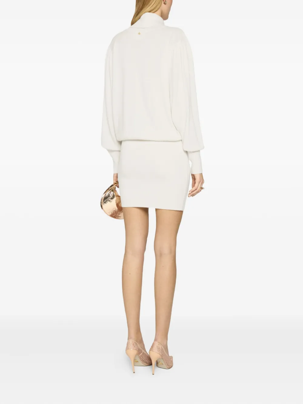 Genny high-neck long-sleeve dress Wit