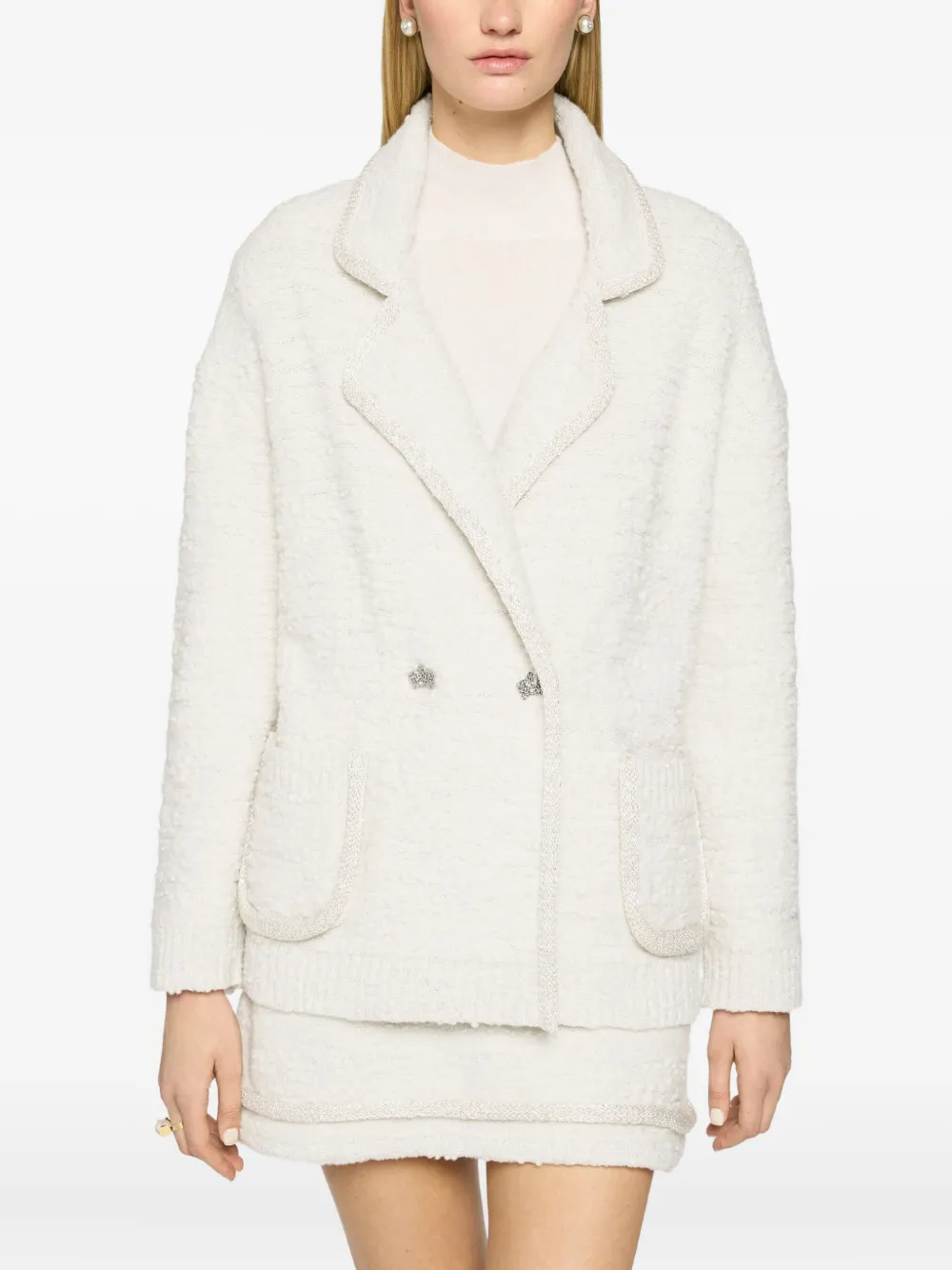 Genny embellished double-breasted jacket Wit