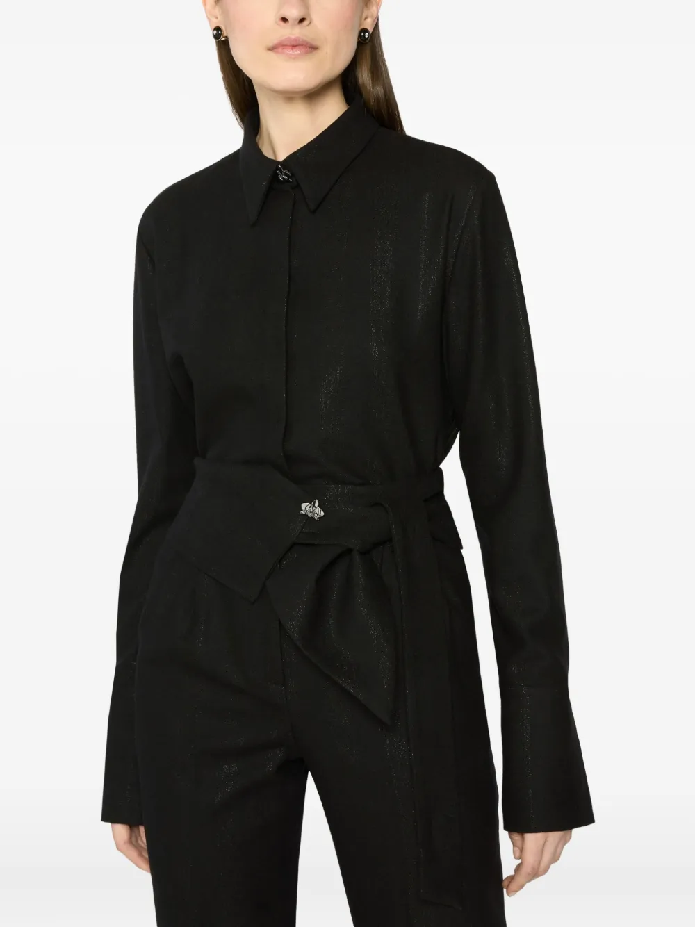 Genny Blouse met kraagdetail Zwart