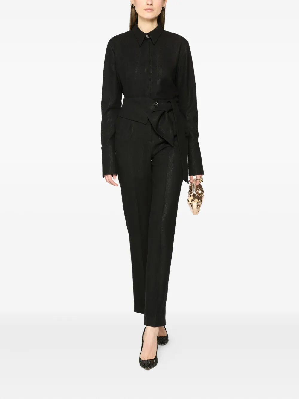 Genny Blouse met kraagdetail Zwart