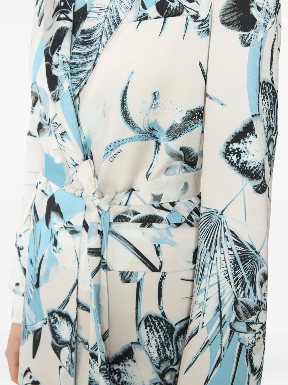 Genny Anversa Jungle blazer met bloemenprint en ceintuur Wit