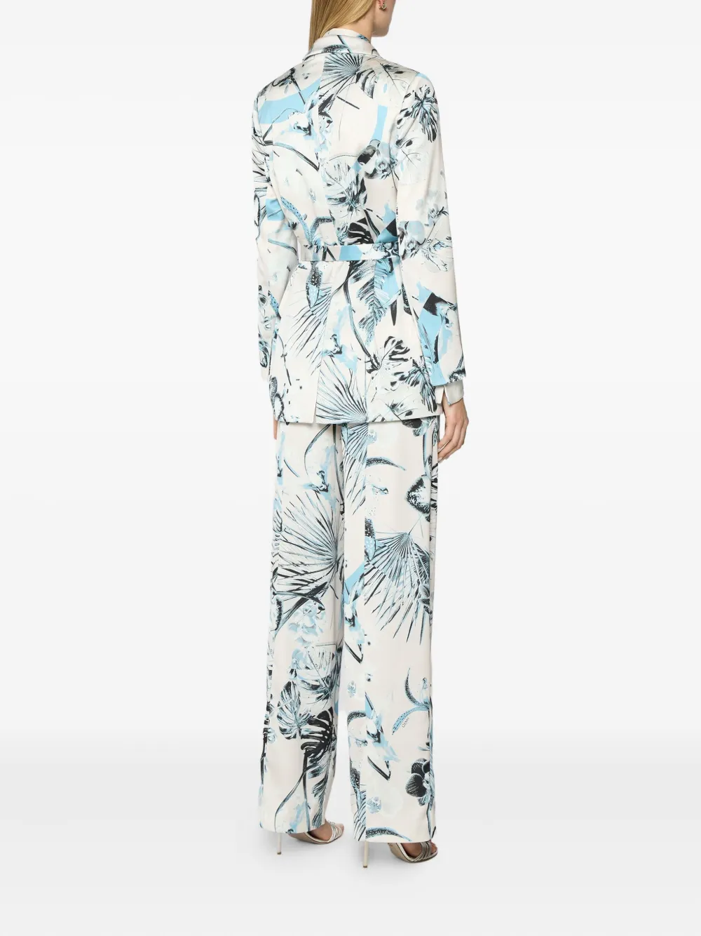 Genny Anversa Jungle blazer met bloemenprint en ceintuur Wit